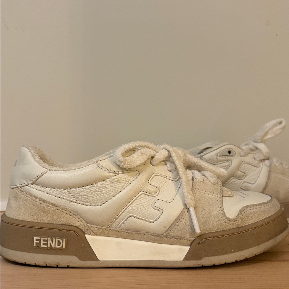 Fendi Cream and White Match Sneakers